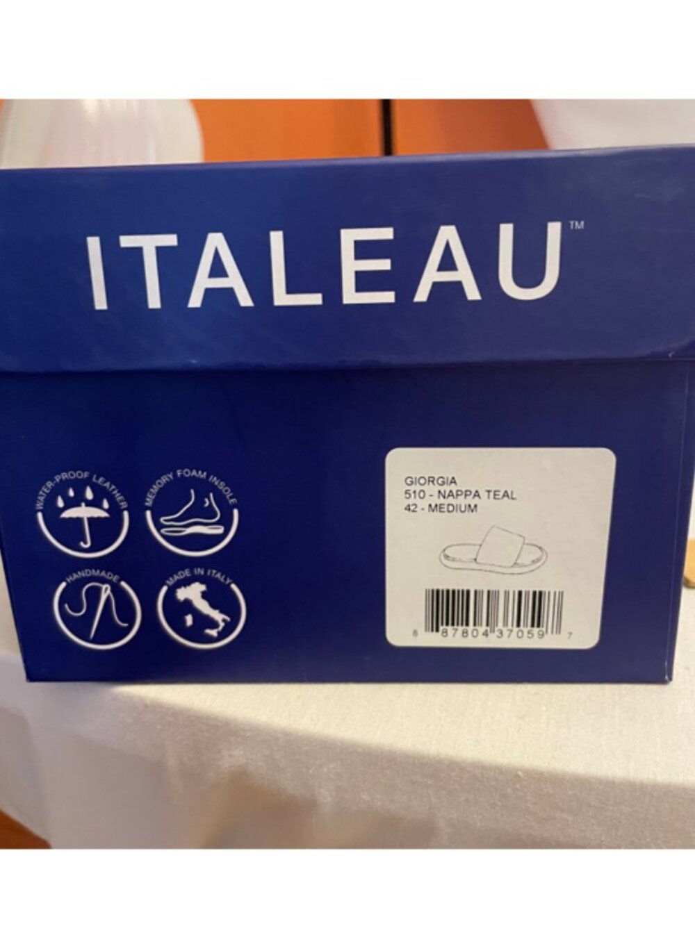 New Italeau Giorgia Slides Teal Cushioned Leather Made in Italy Size 11 - Picture 11 of 11